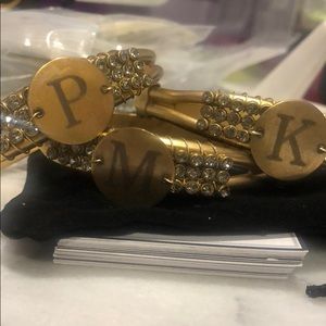 M, K, or P Black Diamond Crystal Antiqued Cuff